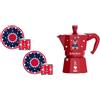 Bialetti Moka Express Iconic Italian Stovetop Espresso Maker (rosso/blu, set da 3 tazze)