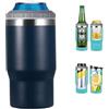 Gteller 4 in 1 in acciaio inox lattina/bottiglia isolante, 14 oz coperchi bidirezionali SUS isolati lattina refrigerante, porta bottiglia di birra (blu scuro)