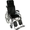 Mobiclinic, sedia a rotelle, Obelisco, per anziani e disabili, leggera, in alluminio, carrozzina di assistenza con funzione di sedia a rotelle, nera, larghezza seduta 45 cm