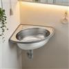 Linanty Lavandino piccolo ad angolo, in acciaio inox, 1 lavandino da incasso, 45 x 38 cm, triangolare, per cucina, camper, barca, colore argento