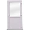 Otwarte Porta esterna in PVC Porta in PVC per negozio, balcone, casa, negozio. Disponibile in 4 colori: antracite, rovere dorato,noce, bianco (110 x 210 porta con apertura a destra, bianco)