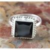 Anello Uomo Solitaire Diamante Nero Square Black Diamond 11.25 Ct AGI 925