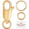 Beebeecraft 6Pcs Chiusura ad Artiglio di Aragosta 12Pcs Anello Salto Aperto | 18K Placcato Oro 15mm Chiusura Gioielli 6/7mm Anello di Salto Singolo Anello per Gioielli Collana di Braccialetti Fai da Te
