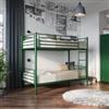 DEGHI Letto a castello trasformabile in 2 letti singoli 90x190 cm in metallo verde - Jenson