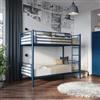 DEGHI Letto a castello trasformabile in 2 letti singoli 90x190 cm in metallo blu petrolio - Jenson