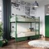 DEGHI Letto a castello trasformabile in 2 letti singoli 90x190 cm in metallo verde con 2 cassettoni - Jenson
