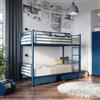 DEGHI Letto a castello trasformabile in 2 letti singoli 90x190 cm in metallo blu petrolio con 2 cassettoni - Jenson