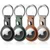 LETREEN Airtags Portachiavi in Pelle di 4 Pezzi, Porta Air Tag per GSP, Apple, Chiavi Zaini e Animale, Custodia Anti-graffio, Mantiene Forte il Segnale GPS