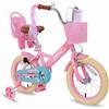 RULLY Bicicletta per Bambina 12 14 16 Pollici per 2-7 Anni con Rotelle & Freno Anteriore a Mano, Bicicletta per Bambini con Cestino, Nastri e Design per Bambine Piccole