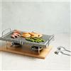 Kitchen Craft Artesà, griglia per pietre calde, griglia da tavolo gourmet, ideale per carne, pesce e verdure, dimensioni 41,5 x 22 x 15 cm - Marmo/legno