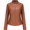 HAOLEI Giacca Pelle Donna Marrone Giacca Pelle Donna in Ecopelle, Nera PU Giubbotto Ecopelle Manica Lunga con Cerniera Casual Corta Giubbotti,Capispalla Streetwea, l'autunno e l'inverno