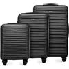 WITTCHEN Skyspeed Line Set di 3 valigie Valigia da viaggio Rolling Trolley Bagaglio a mano rigide in ABS con serratura a combinazione Manico telescopico 4 ruote Nero Ryanair/ITA Airways