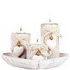 Molyorch Set di 3 candele decorative con cuori in stile vintage, portacandele in legno con vassoio, per Natale, tavolo e soggiorno