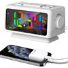 ThreeH Radiosveglia RGB con display orario a colori 12 livelli di luminosità Sveglia radio FM per bambini anziani 12/24 H Doppia porta di ricarica USB Bianco