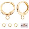 Beebeecraft 20pz Orecchini Rotondi Ganci 20pz Anello di Salto Ottone | Placcati Oro 18 Carati Leverback Orecchini a Cerchio con Anello 15x11.5mm Fili per Orecchie Francesi Fai Da Te Creazione