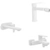Parama Set miscelatori lavabo ad incasso placca stondata bidet miscelatore esterno vasca bianco opaco | Margot