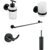 Parama Set da bagno 5 accessori nero opaco: dispenser, porta spazzolino, porta asciugamani 52cm, doppio appendino, porta scopino | Hook