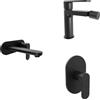 Parama Set miscelatori lavabo ad incasso placca stondata bidet miscelatore doccia monocomando nero opaco | Margot