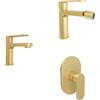 Parama Set miscelatori lavabo 13cm bidet miscelatore doccia monocomando oro spazzolato | Margot