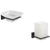 Parama Set da bagno 2 accessori nero opaco: porta sapone e porta spazzolino | Arch