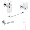 Parama Set da bagno 5 accessori cromato: dispenser, porta spazzolino, porta asciugamani 52cm, porta rotolo, porta scopino | Hook