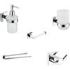 Parama Set da bagno 5 accessori cromato: dispenser, porta spazzolino, porta rotolo, porta asciugamano orientabile, doppio appendino | Wash