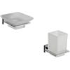 Parama Set da bagno 2 accessori cromato: porta sapone e porta spazzolino | Arch
