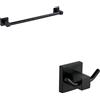 Parama Set da bagno 2 accessori nero opaco: porta asciugamani 38cm, doppio appendino | Wash