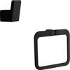 Parama Set da bagno 2 accessori nero opaco: appendino a muro, porta asciugamani ad anello | Brush