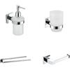 Parama Set da bagno 4 accessori cromato: dispenser, porta spazzolino, porta rotolo, porta asciugamano orientabile | Wash