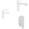 Parama Set miscelatori lavabo 13cm bidet miscelatore doccia con deviatore bianco opaco | Margot