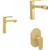 Parama Set miscelatori lavabo 16cm bidet miscelatore doccia monocomando oro spazzolato | Margot