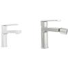 Parama Coppia miscelatori lavabo 13cm e bidet nickel spazzolato senza scarico | Margot