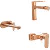 Parama Set miscelatori lavabo ad incasso placca stondata bidet miscelatore esterno doccia rame spazzolato | Margot