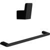 Parama Set da bagno 2 accessori nero opaco: appendino a muro, porta asciugamani 45cm | Brush
