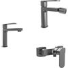 Parama Set miscelatori lavabo 16cm bidet miscelatore esterno doccia gun metal spazzolato | Margot