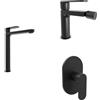 Parama Set miscelatori lavabo alto bidet miscelatore doccia monocomando nero opaco | Margot
