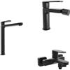 Parama Set miscelatori lavabo alto bidet miscelatore esterno vasca nero opaco | Margot