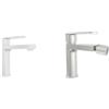 Parama Coppia miscelatori lavabo 16cm e bidet nickel spazzolato senza scarico | Margot