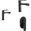 Parama Set miscelatori lavabo 16cm bidet miscelatore doccia con deviatore nero opaco | Margot