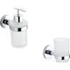 Parama Set da bagno cromato 2 accessori: dispenser sapone e porta spazzolino | Hook