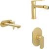 Parama Set miscelatori lavabo ad incasso placca stondata bidet miscelatore doccia monocomando oro spazzolato | Margot