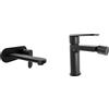 Parama Coppia miscelatori lavabo ad incasso placca stondata bidet senza scarico nero opaco | Margot