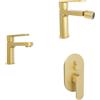 Parama Set miscelatori lavabo 13cm bidet miscelatore doccia con deviatore oro spazzolato | Margot