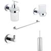 Parama Set da bagno 5 accessori cromato: dispenser, porta spazzolino, porta asciugamani 39cm, appendino singolo, porta scopino | Hook