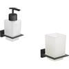 Parama Set da bagno 2 accessori nero opaco: dispenser e porta spazzolino | Arch
