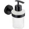 Parama Dispenser sapone a muro in zinco nero opaco e bicchiere in vetro | Spin