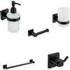 Parama Set da bagno 5 accessori nero opaco: dispenser, porta spazzolino, porta rotolo, porta asciugamano 38cm, doppio appendino | Wash