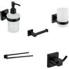 Parama Set da bagno 5 accessori nero opaco: dispenser, porta spazzolino, porta rotolo, porta asciugamano orientabile, doppio appendino | Wash