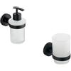 Parama Set da bagno nero opaco 2 accessori: dispenser sapone e porta spazzolino | Hook
